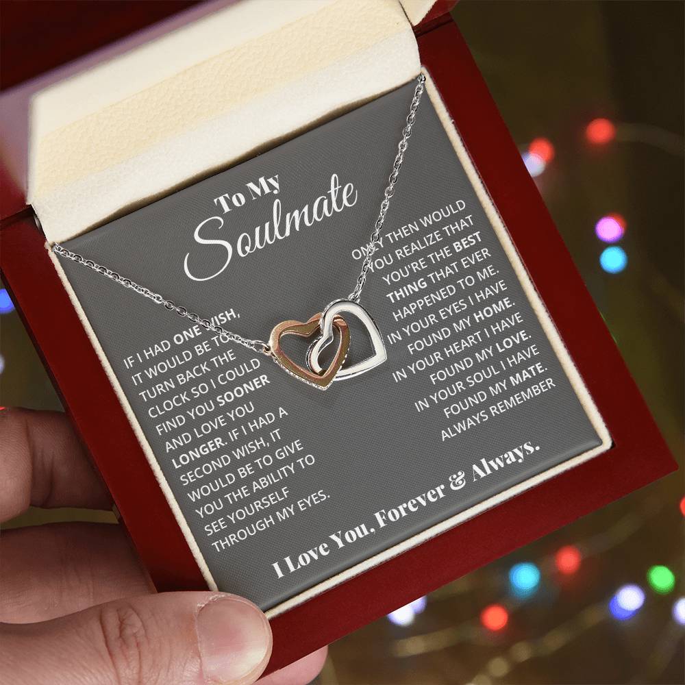 To My Soulmate, In Your Heart I Found My Love - Interlocking Hearts Necklace