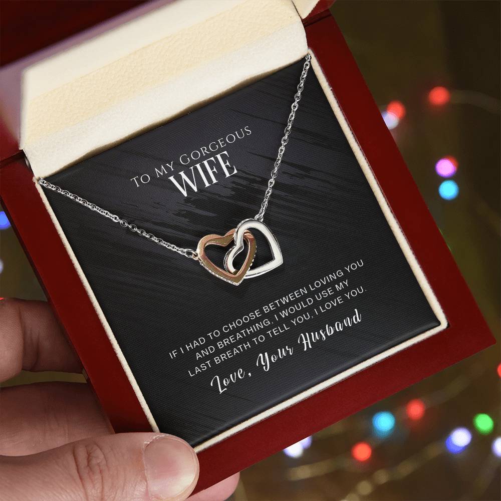 To My Wife, I Love You - Interlocking Hearts Necklace