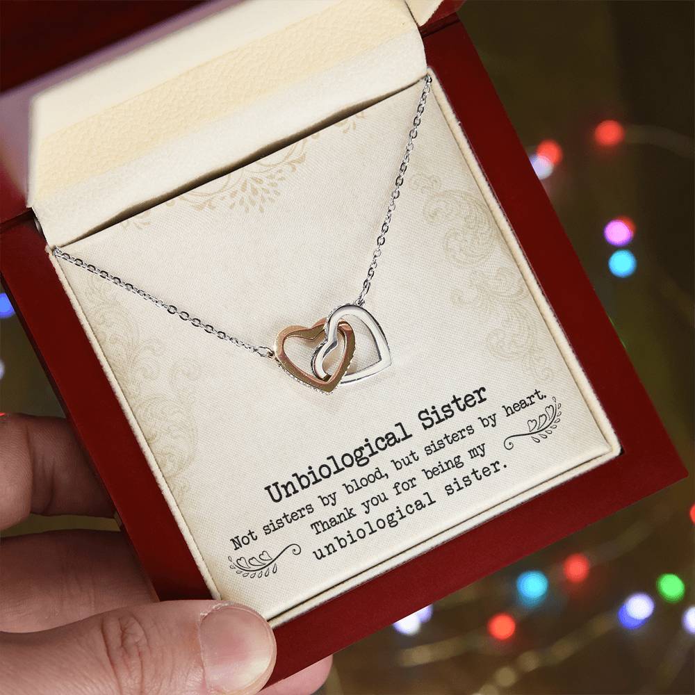 To My Unbiological Sister, Sister By Heart - Interlocking Hearts Necklace