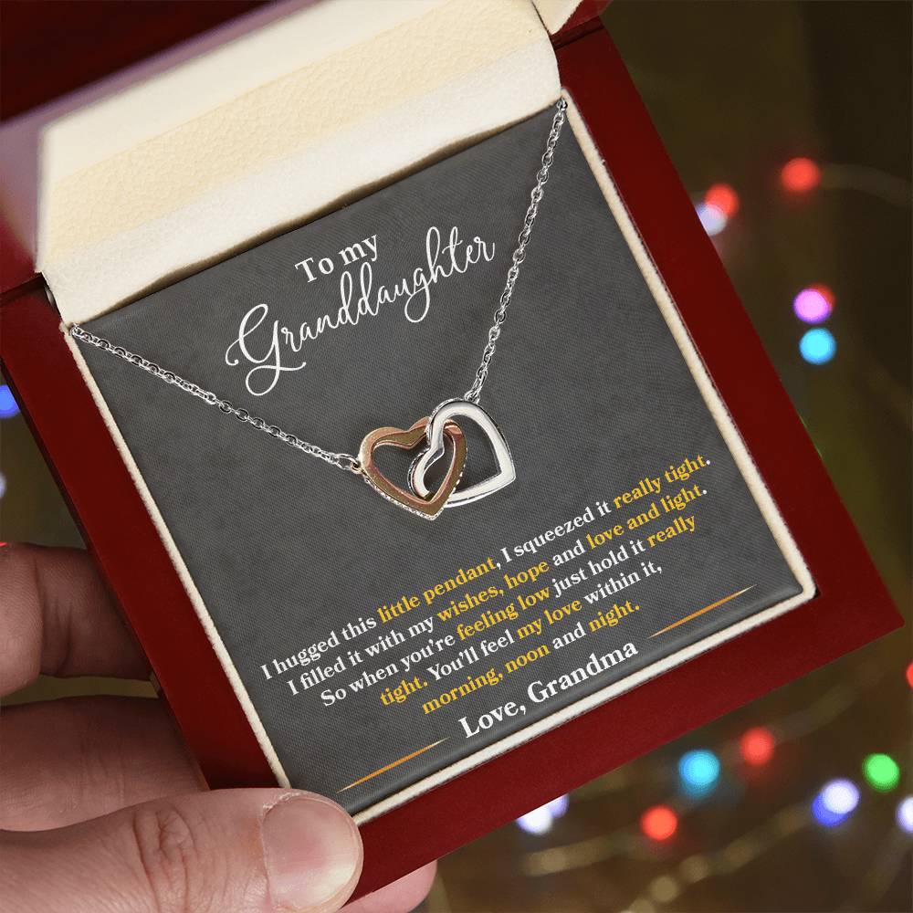 To My Granddaughter, You_ll Feel My Love Within This - Interlocking Hearts Necklace