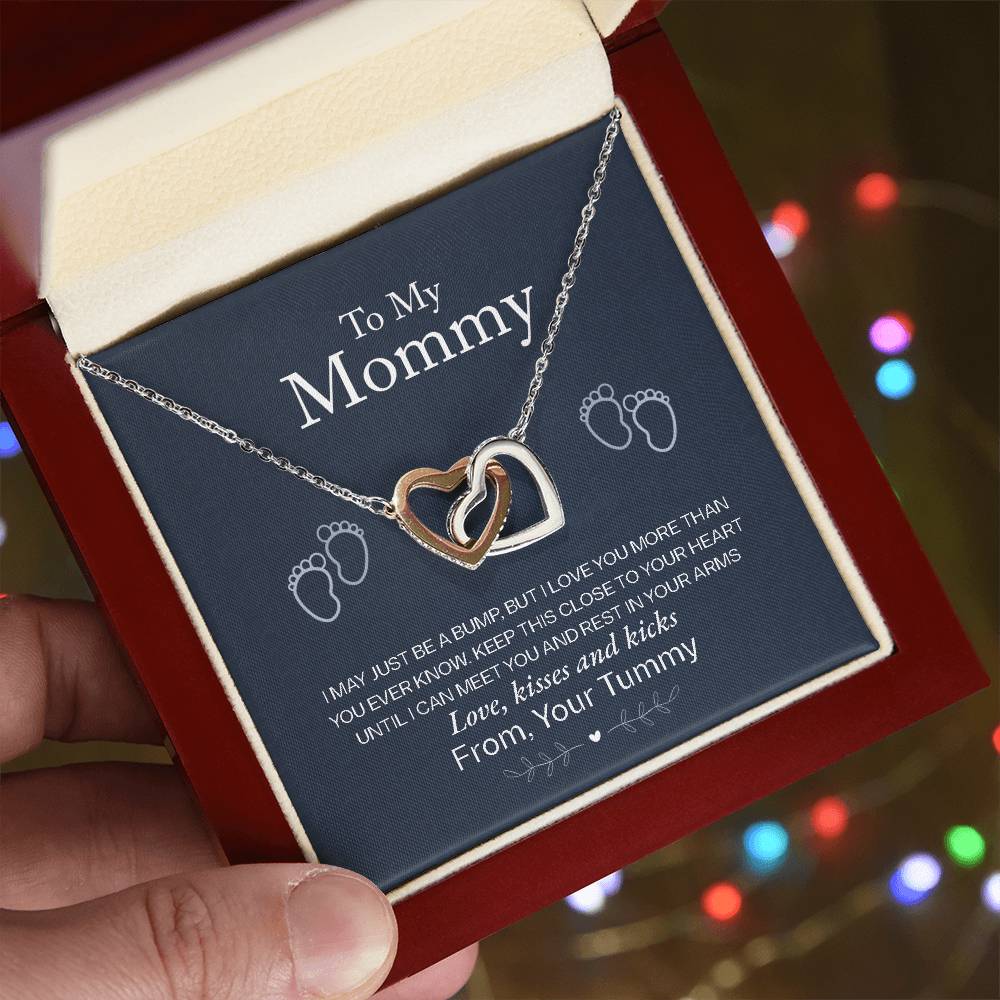 To My Mommy, Love From Your Tummy - Interlocking Hearts Necklace