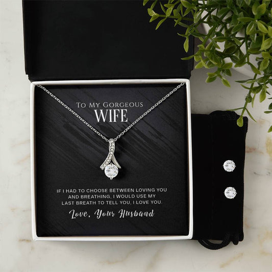 To My Wife, I Love You - Alluring Beauty Necklace and Earring Set