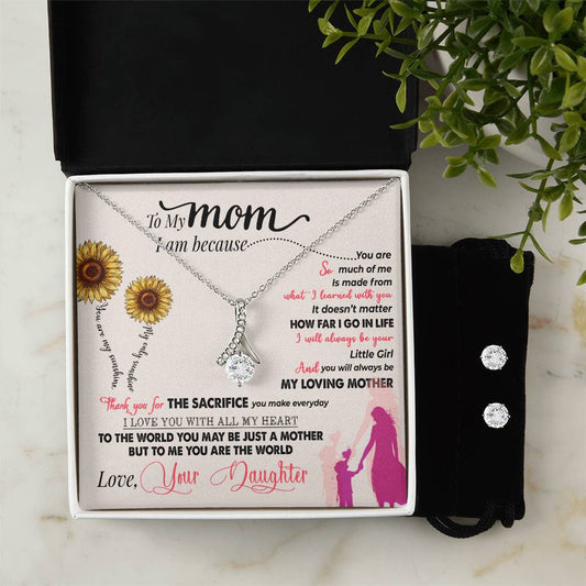 To My Mom, Thank You For Everything - Alluring Beauty Necklace and Earring Set