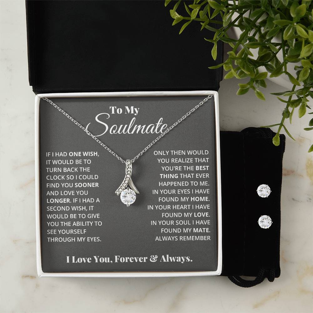 To My Soulmate, In Your Heart I Found My Love - Alluring Beauty Necklace and Earring Set