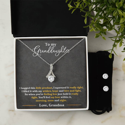 To My Granddaughter, You_ll Feel My Love Within This - Alluring Beauty Necklace and Earring Set