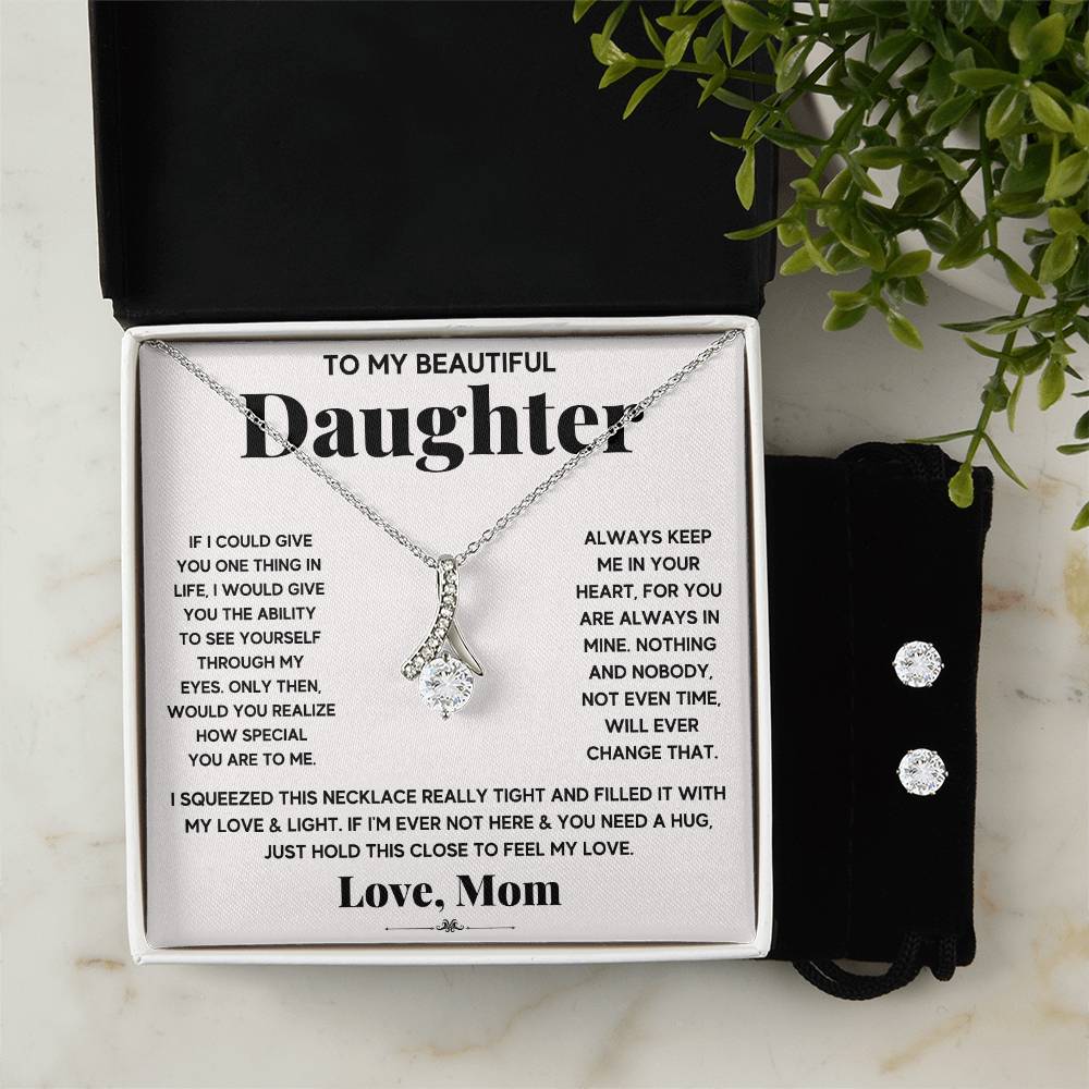 To My Beautiful Daughter, Just Hold This To Feel My Love - Alluring Beauty Necklace and Earring Set