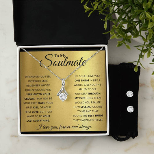 To My Soulmate, You_re The BEst Thing That Happened To Me - Alluring Beauty Necklace and Earring Set