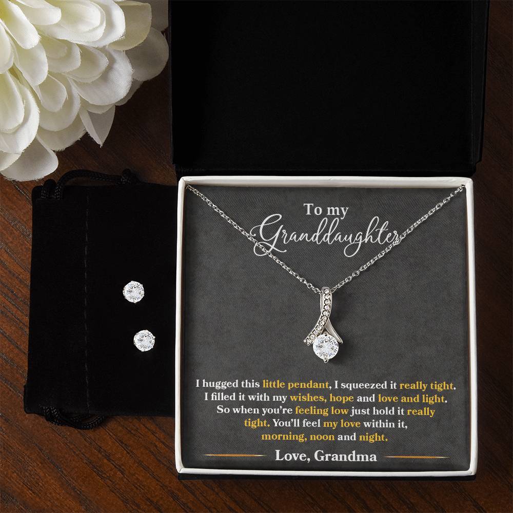 To My Granddaughter, You_ll Feel My Love Within This - Alluring Beauty Necklace and Earring Set