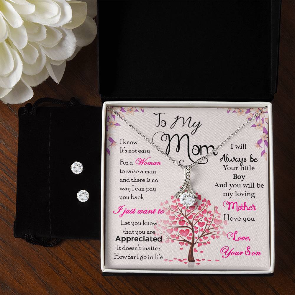 To My Mom, I Know Its Not Easy - Alluring Beauty Necklace and Earring Set