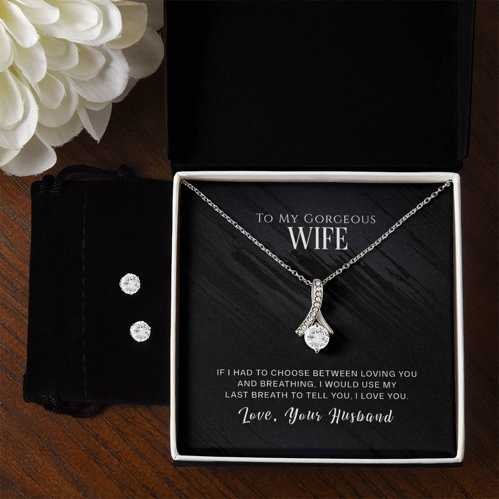 To My Wife, I Love You - Alluring Beauty Necklace and Earring Set