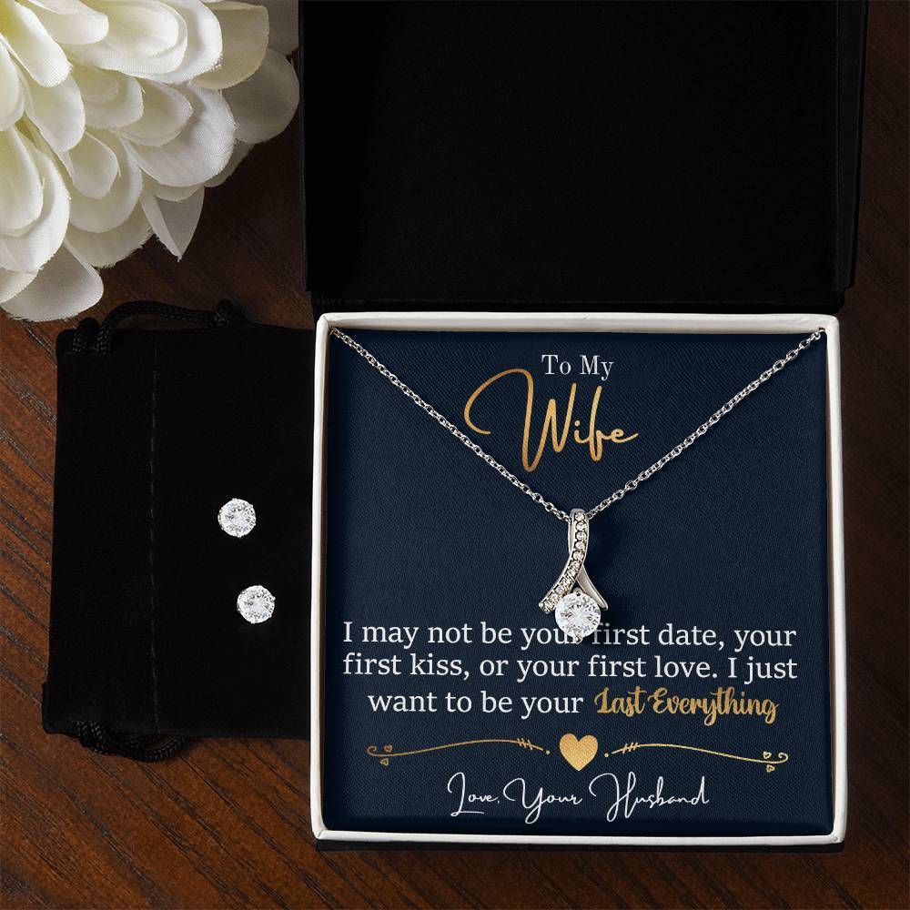 To My Wife, I Want To Be Your Everything - Alluring Beauty Necklace and Earring Set