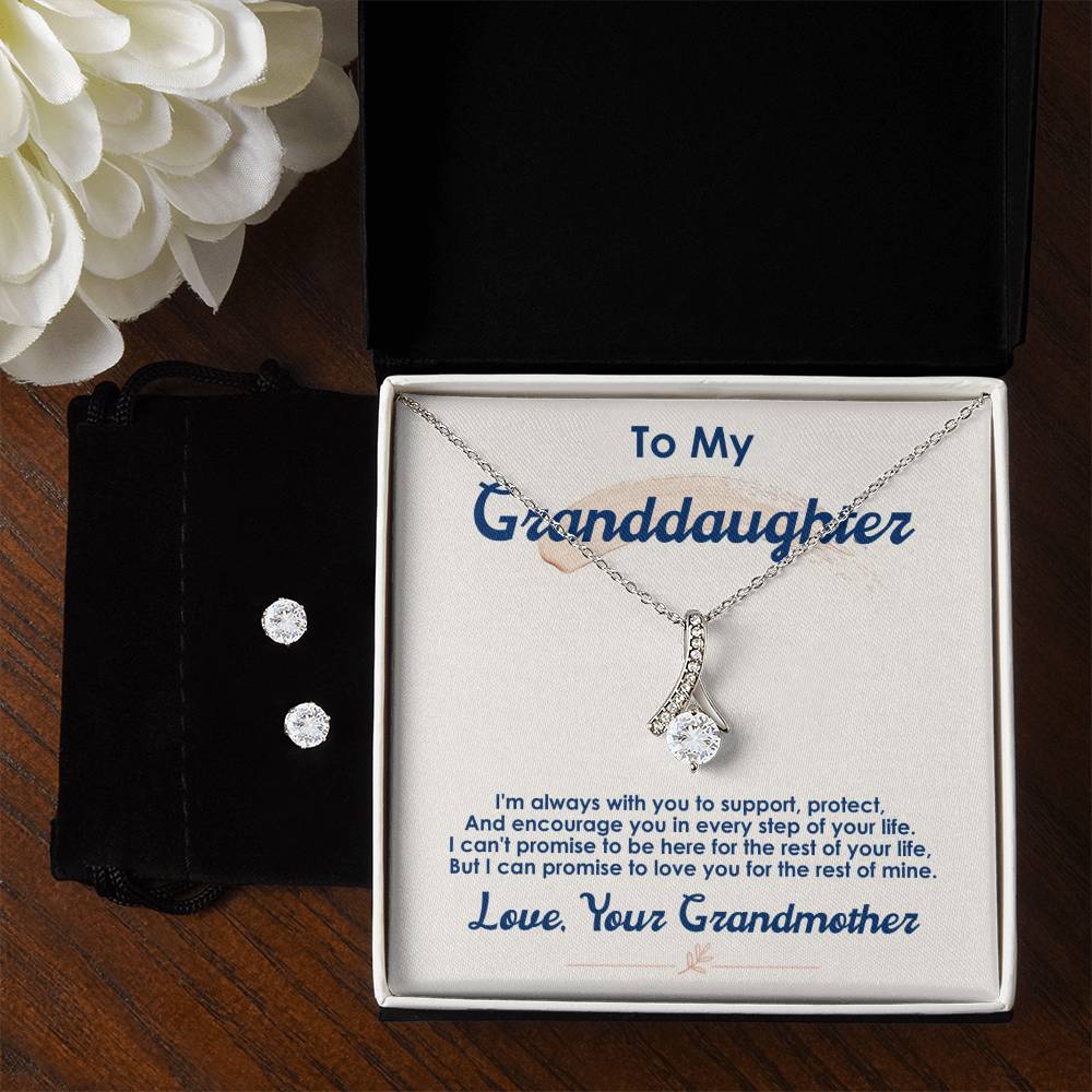 To My Granddaughter, I Love You For The Rest Of My Life - Alluring Beauty Necklace and Earring Set