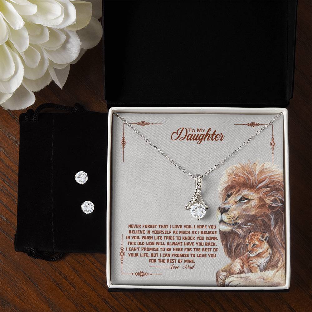 To My Beautiful Daughter, I Promise To Love You For The Rest Of My Life - Alluring Beauty Necklace and Earring Set