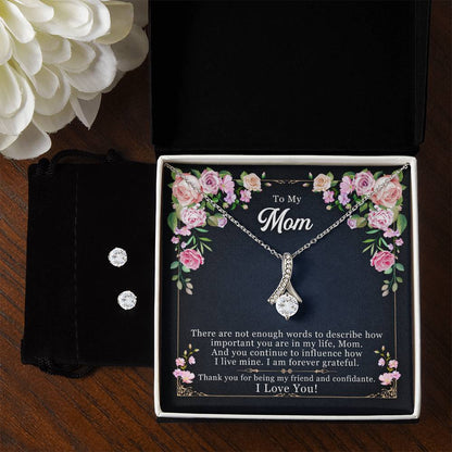 To My Mom, Thank yOU For Being My Friend - Alluring Beauty Necklace and Earring Set