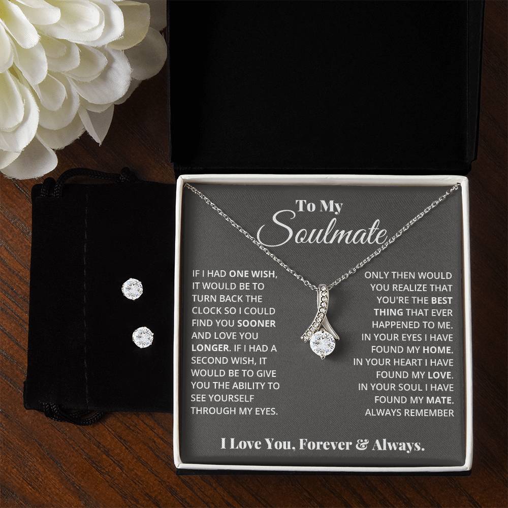 To My Soulmate, In Your Heart I Found My Love - Alluring Beauty Necklace and Earring Set