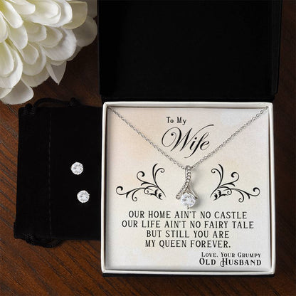 To My Wife, You Are My Queen Forever - Alluring Beauty Necklace and Earring Set