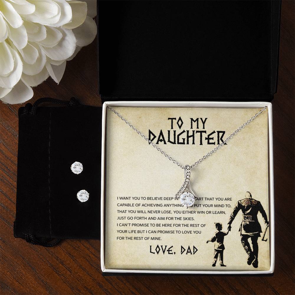 To My Daughter, You Will Never Lose - Alluring Beauty Necklace and Earring Set