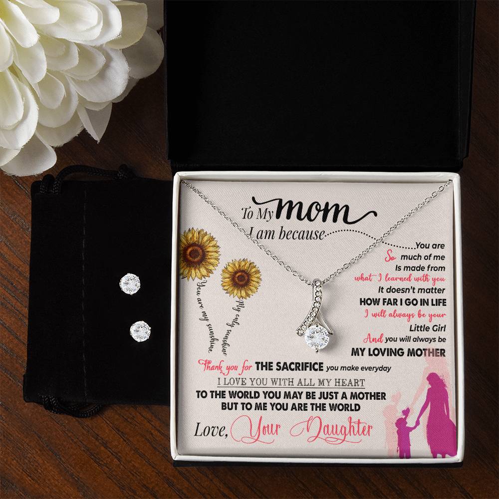 To My Mom, Thank You For Everything - Alluring Beauty Necklace and Earring Set