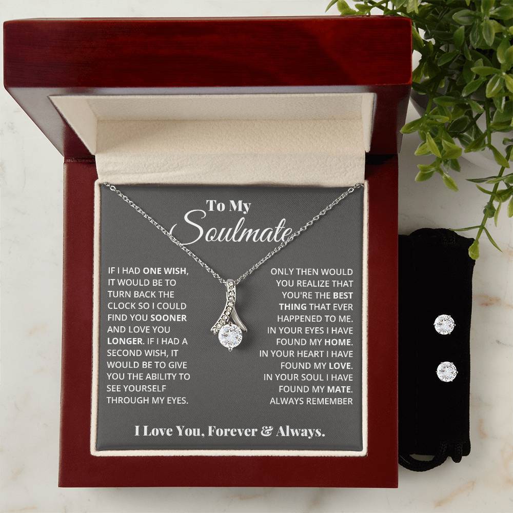 To My Soulmate, In Your Heart I Found My Love - Alluring Beauty Necklace and Earring Set