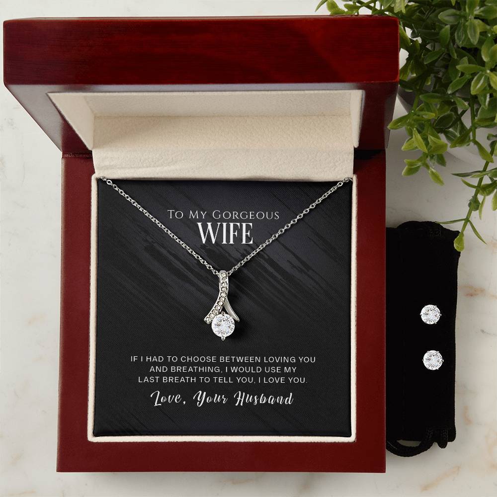 To My Wife, I Love You - Alluring Beauty Necklace and Earring Set