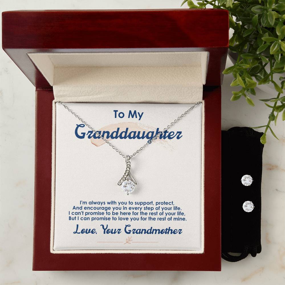 To My Granddaughter, I Love You For The Rest Of My Life - Alluring Beauty Necklace and Earring Set