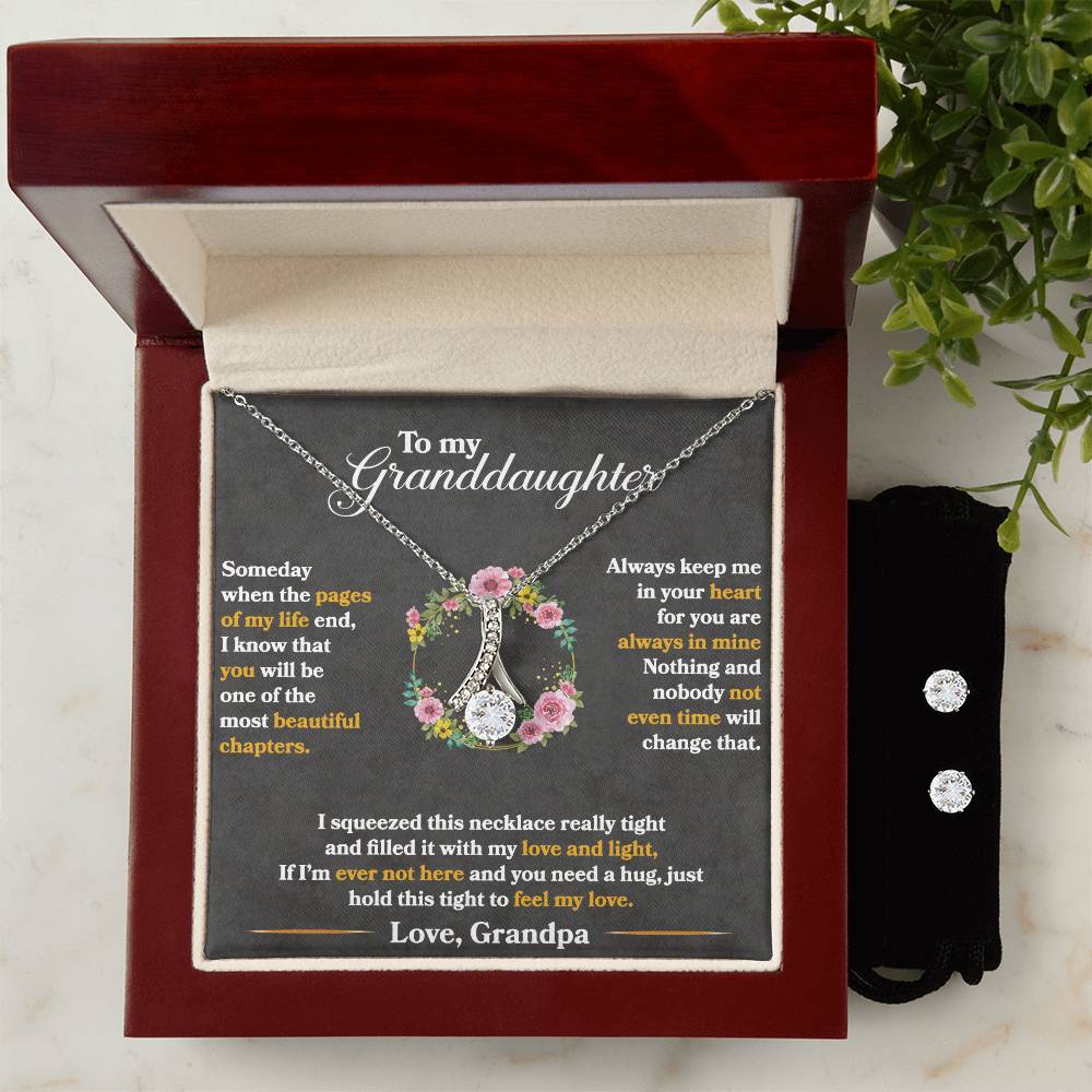 To My Granddaughter, Hold This Tight To Feel My Love - Alluring Beauty Necklace and Earring Set