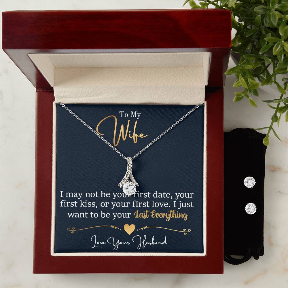 To My Wife, I Want To Be Your Everything - Alluring Beauty Necklace and Earring Set