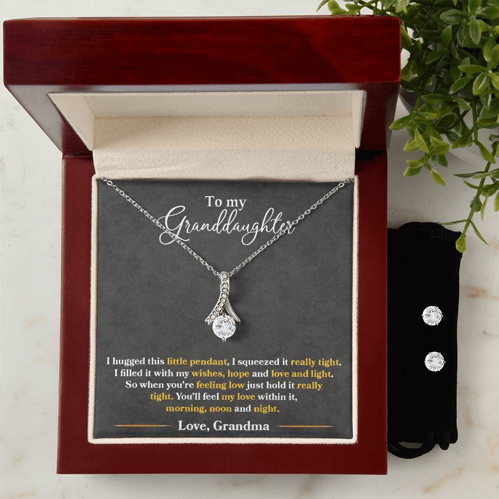 To My Granddaughter, You_ll Feel My Love Within This - Alluring Beauty Necklace and Earring Set