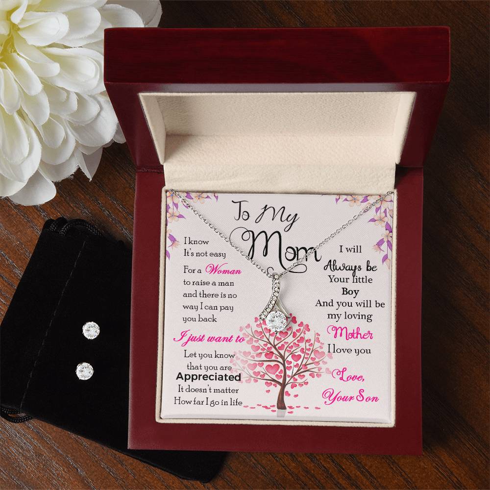 To My Mom, I Know Its Not Easy - Alluring Beauty Necklace and Earring Set