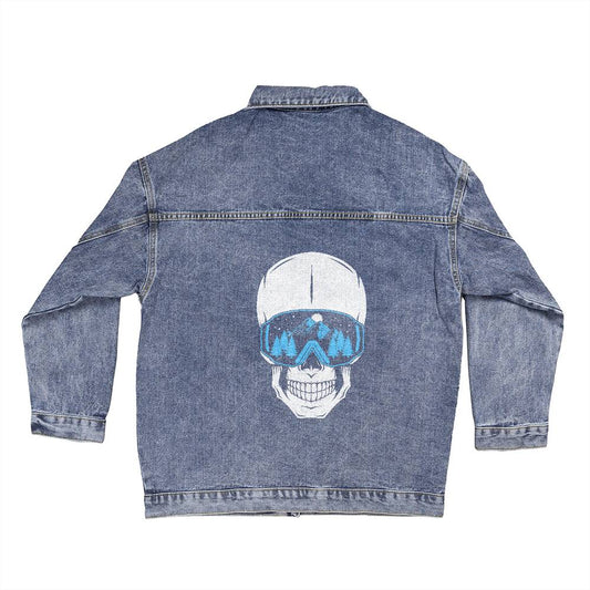 Ski Skull Mountains in Sight Apparel Collection -Jean Jacket Perfect for the Ski Bums Wardrobe on the Slopes